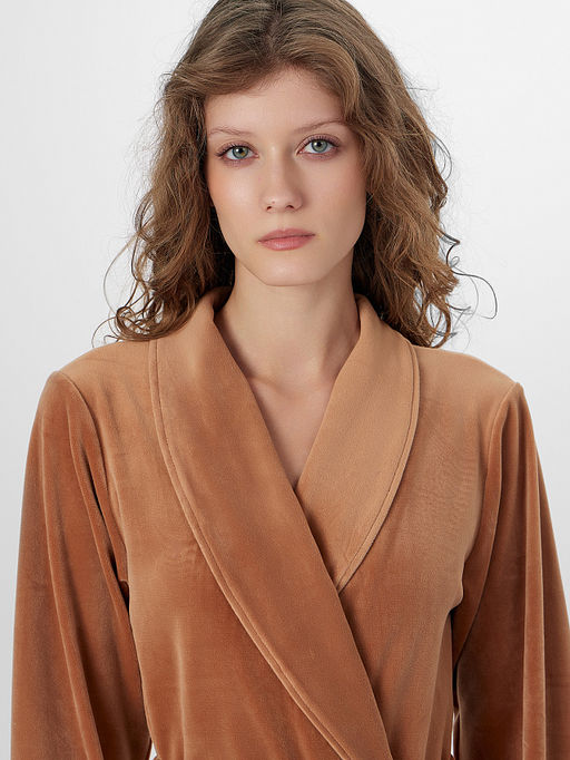 Халат женский коричневый велюровый - Mark formelle фото 3