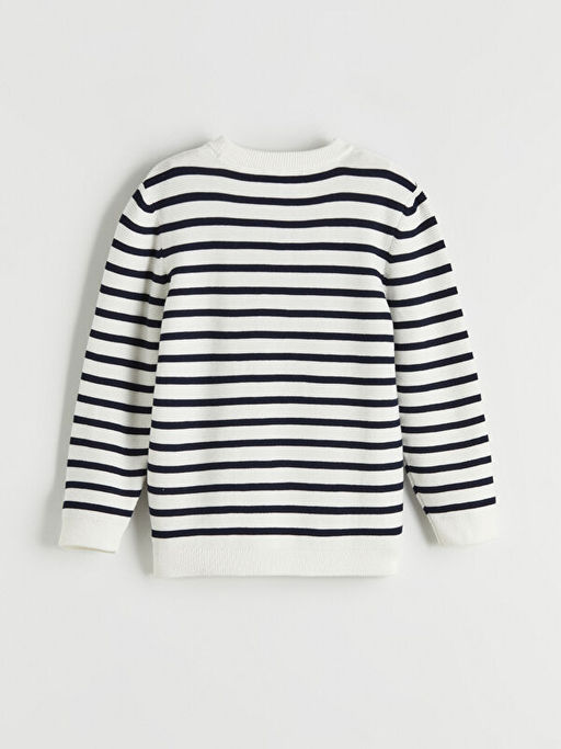 Bisiklet Yaka ?izgili Erkek ?ocuk Triko Kazak