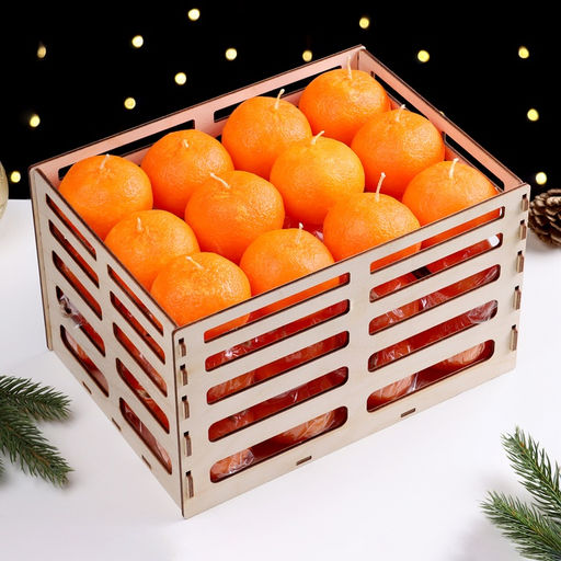 Набор свечей декоративных Ящик мандарин, 36 шт., в деревянном ящике - Simaland фото 2
