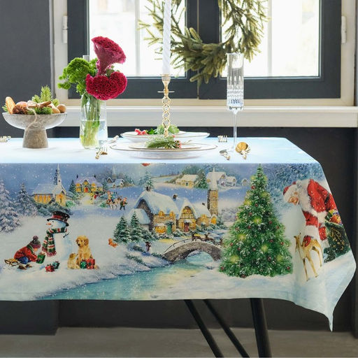 Скатерть новогодняя Этель. Рождественский вечер, 150?220 см, с ВГМО, 100% хлопок, саржа 190 г/м?
