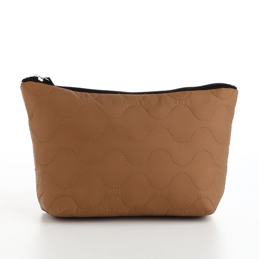 Косметичка женская на молнии, с подкладом, ручкой, тёмно-бежевая - Simaland фото 2