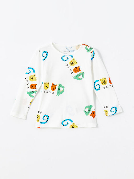 Bisiklet Yaka Uzun Kollu Bask?l? Erkek Bebek Pijama Tak?m? - Waikiki фото 2