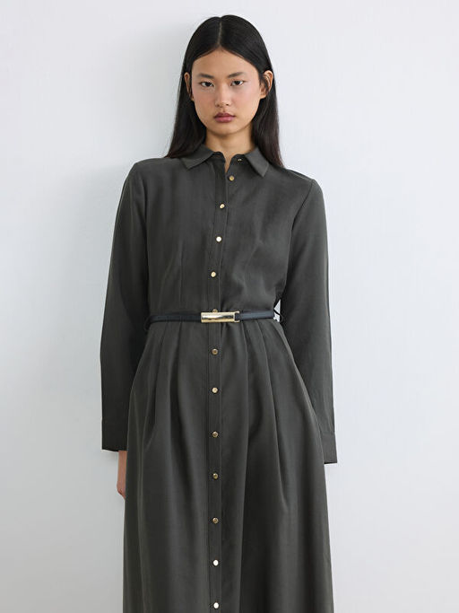 Beli Kemerli G?mlek Elbise