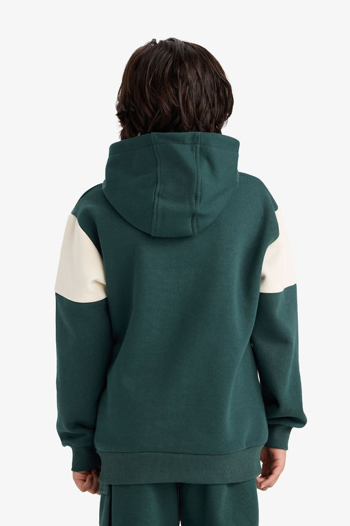 Kap__onlu Bask_l_ __i Yumu_ak T_yl_ Sweatshirt Erkek _ocuk - Defacto фото 5
