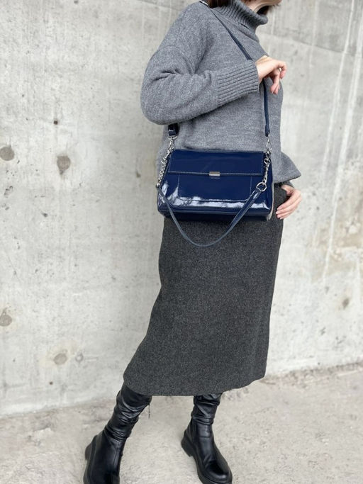 Женская лаковая сумка через плечо с тремя отделениями 8721-3 Блу - Sergio valentini фото 6