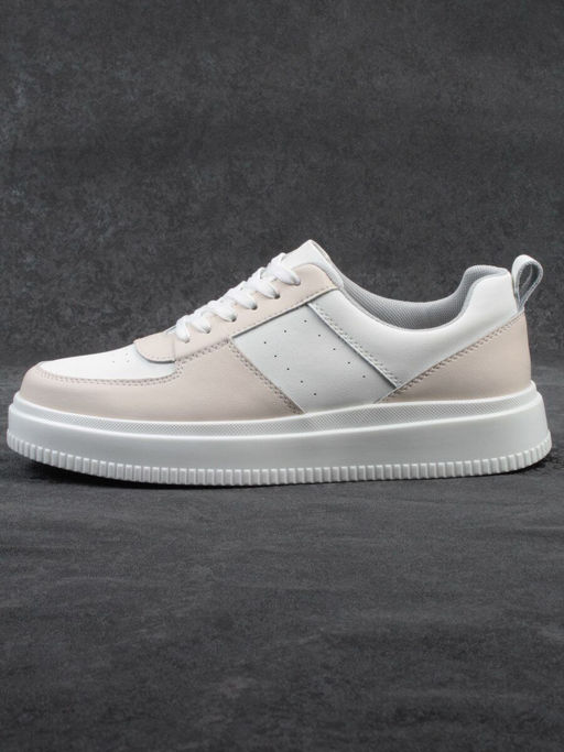 03-YJ425-1 WHITE/BEIGE Полуботинки спортивные женские (натуральная кожа) - Фабричный китай фото 6