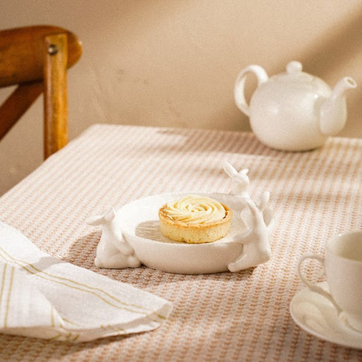 Блюдо для подачи SL Home «Лесные кролики», 19.5×15.3×7.5 см, фарфор, белое