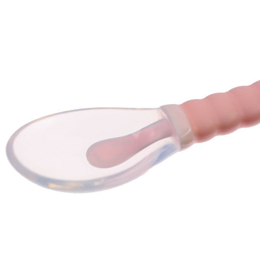 Ложка силиконовая детская на присоске, в контейнере, цвет розовый - Крошка я фото 4