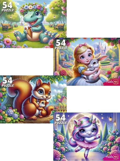 Цена за 2 шт. Puzzle 54 элемента "Милые пазлы для девочек" (П54-8708)