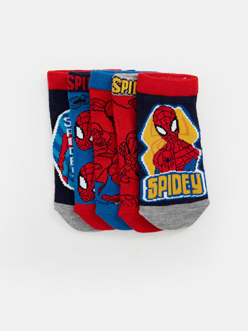 Spider-Man Desenli Erkek ?ocuk Patik ?orap 5li