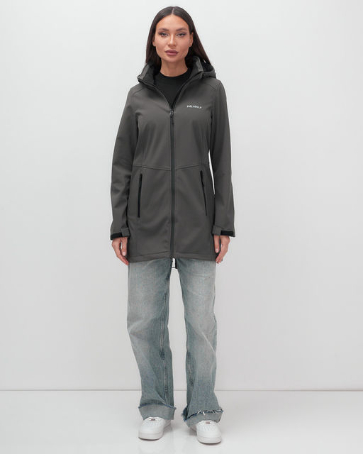 Парка спортивная женская с капюшоном softshell темно-серого цвета 9568TC - Mtforce фото 2