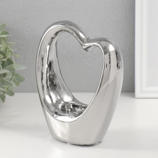 Подсвечник на 1 свечу Сердце, d=4 см, серебро, 14.5?6?17 см