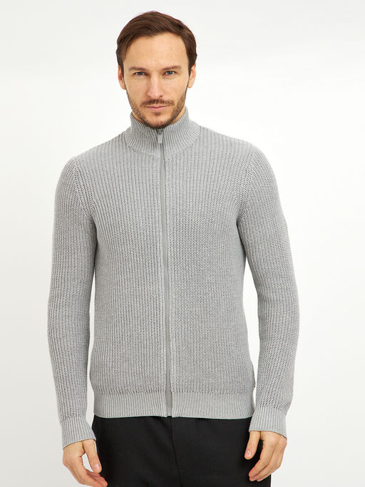 кардиган мужской базовый из хлопка на молнии - Glenfield фото 4