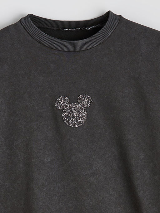 Mickey Mouse ??lemeli Kad?n Kal?n Sweatshirt Tunik