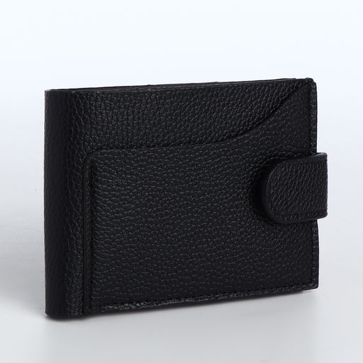 Портмоне мужское на кнопке, отдел для карт, монет, чёрное