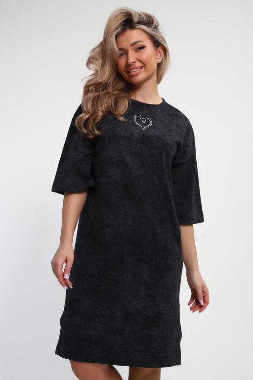 Платье туника варенка с принтом Сердце ТП-02