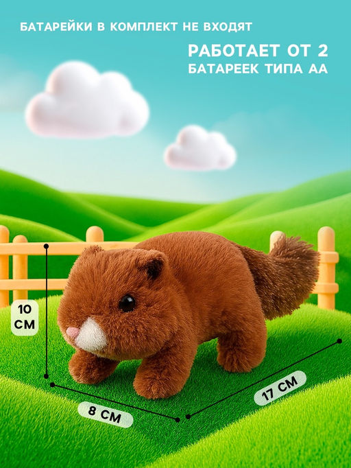 Интерактивная игрушка «Белочка», звук, шевелится носик и хвост