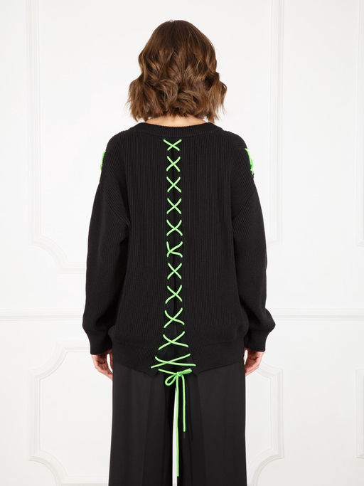Джемпер женский ZZ-07006 black/lime - Eleganzza фото 2
