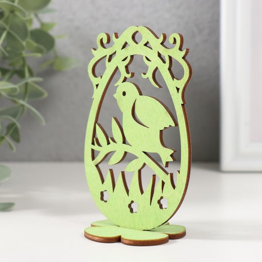 Цена за 3 шт. Декор Пасхальный "Птенчик" 6,5х4,7х10,3 см (набор 2 детали) салатовый