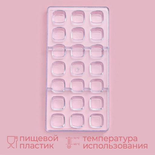 Форма для конфет и шоколада KONFINETTA Куб, пластик, 27.5?13.5?3 см, 21 ячейка (2.5?2.5 см), прозрачная  фото 2