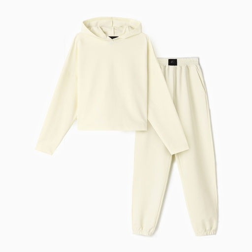 Костюм женский (толстовка, брюки) MIST, размер 48-50, молочный