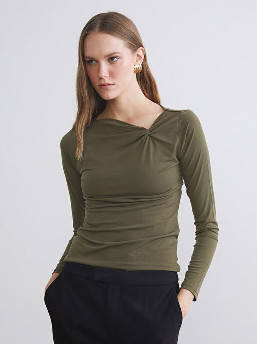 Asimetrik Yaka B?zg?l? Bluz