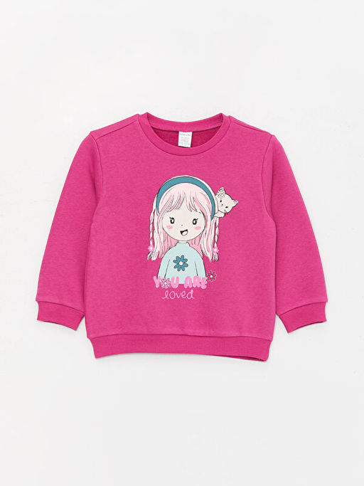 Bisiklet Yaka Uzun Kollu Bask?l? K?z Bebek Sweatshirt 2li - Waikiki фото 2