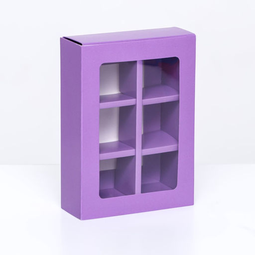 Коробка для конфет 6 шт, сиреневый, 13,7 х 9,85 х 3,86 см - UPAK LAND фото 2