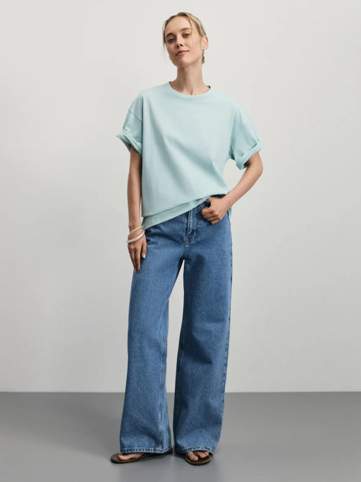 Базовая футболка оверсайз из хлопка / Zarina  фото 2