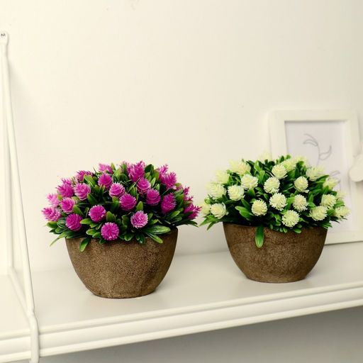 Искусственный цветок в горшке Многослойные бутоны, 13?11 см, МИКС