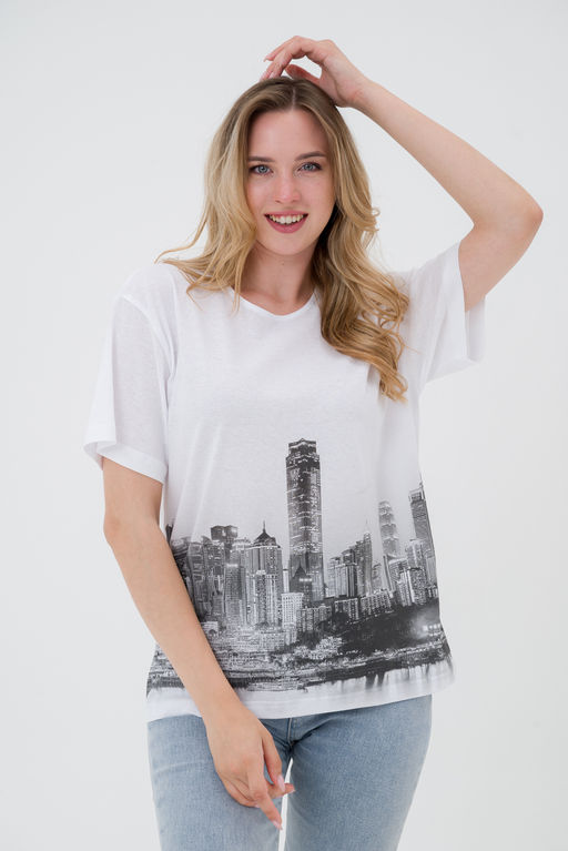 Футболка из кулирки унисекс Город белый - Амадэль фото 9