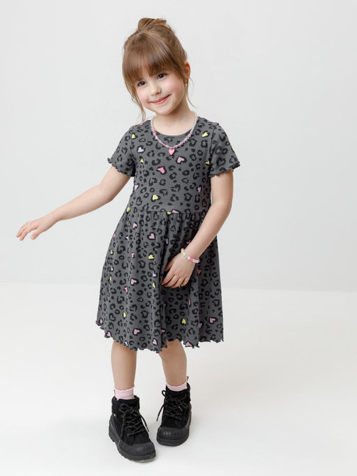 К 5793/серый,яр.леопардовые сердечки платье для дев
