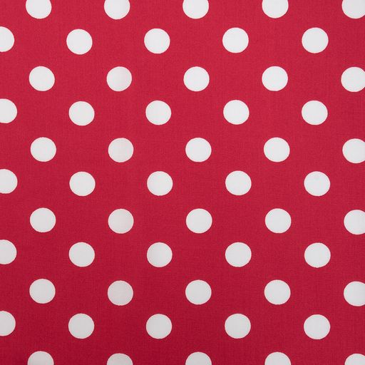 Ткань на отрез штапель 150 см 31-04 Белый горох на красном