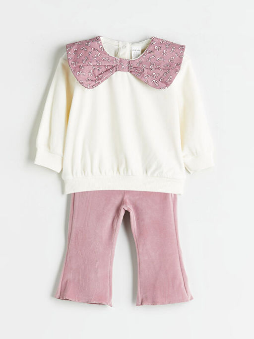 Bisiklet Yaka K?z Bebek Sweatshirt ve Tayt 2li