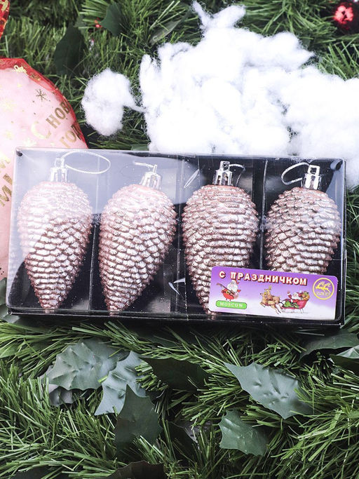 Наборы Шишек Пластиковые Ёлочные игрушки 4 шт розовые - Family фото 2