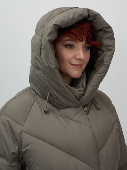 Пальто двубортная зимнее утепленное женское светло-коричневого цвета 7732SK - Visdeer фото 6