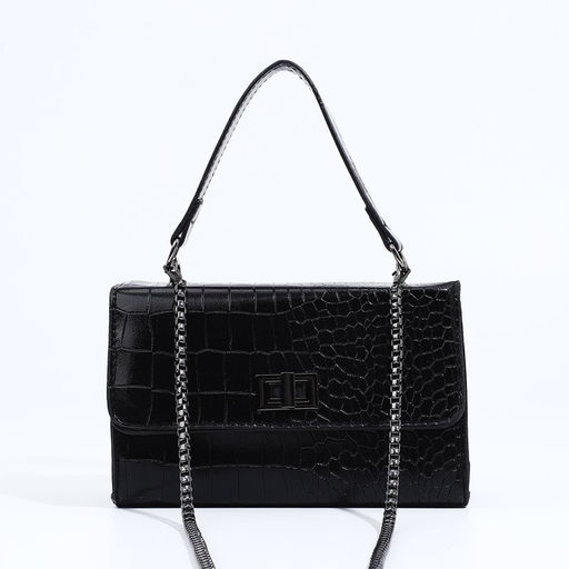 Сумка-мессенджер на застёжке, цвет чёрный