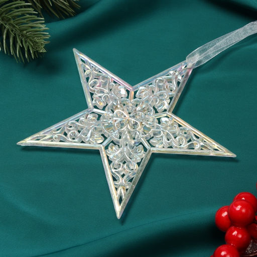 Цена за 3 шт. Ёлочная игрушка Зимнее волшебство. Изящная пластик, 12.512.5 см, прозрачный перелив фото 5