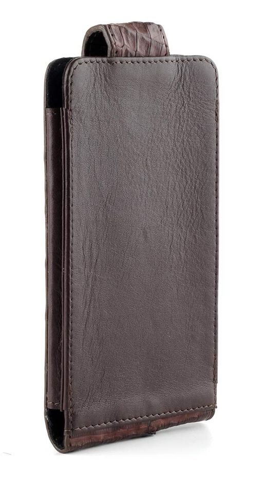 Чехол Sefaro для смартфона из кожи крокодила коричневый  фото 3