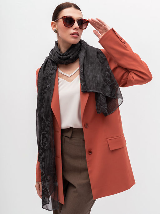 Очень красивый, нежный шарф с цветочной вышивкой - Tantino фото 4