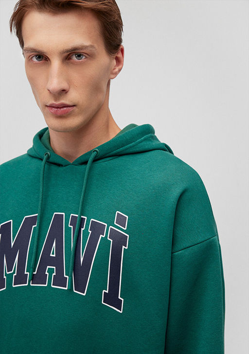 Mavi Logo Bask?l? Kapusonlu Yesil Sweatshirt  фото 5