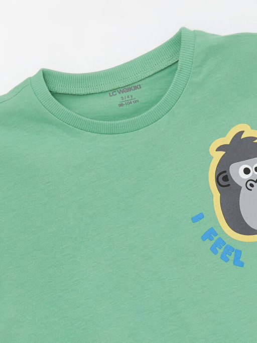 Bisiklet Yaka K?sa Kollu Bask?l? Erkek Bebek Ti??rt 3l? - Waikiki фото 3