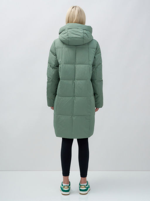 Куртка зимняя женская с капюшоном удлиненная стеганная зеленого цвета 9629Z - Mtforce фото 6