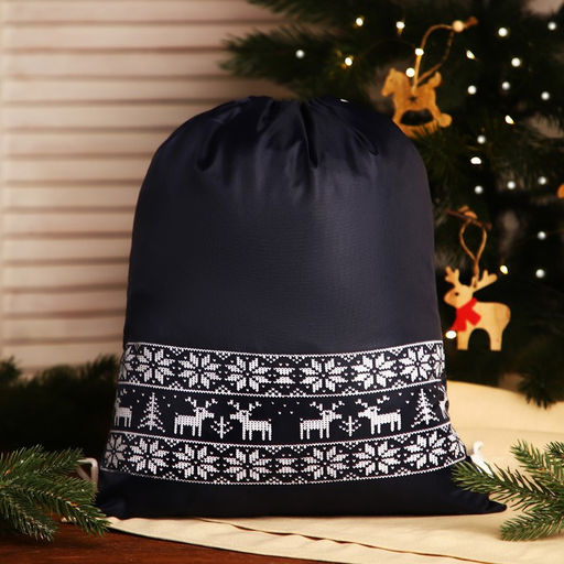 Мешок новогодний на шнурке, цвет чёрный - Simaland фото 2