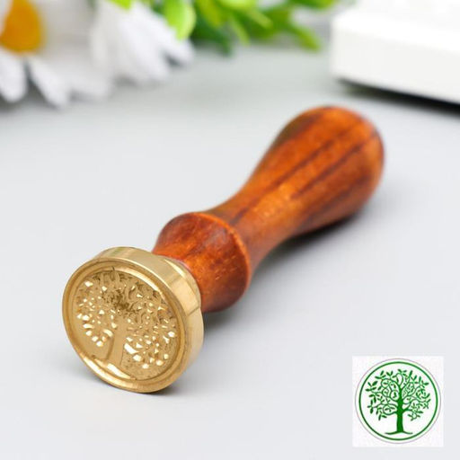 Печать для сургуча с деревянной ручкой «Деревце с молодыми листьями», 9×2.5×2.5 см