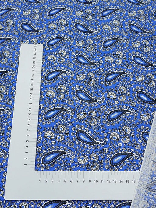 Бязь Цветочные огурчики цв.васильково-голубой, ш.1.5м, хлопок-100%, 120гр/м.кв - Купава фото 3