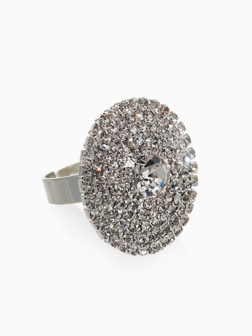 Кольцо «Лёд» круг, цвет белый в серебре, безразмерное