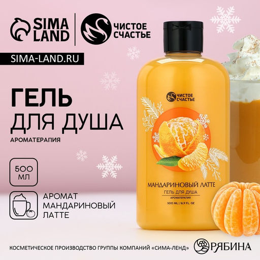 Гель для душа ЧИСТОЕ СЧАСТЬЕ, 500 мл, аромат латте-мандарин, Новый Год