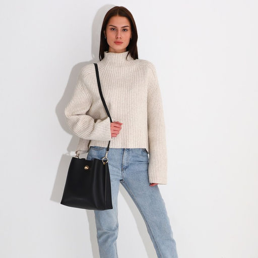 Сумка женская на застёжке, чёрная