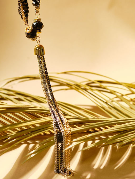 Набор 2 предмета: серьги, бусы Унисон накрученность, цвет золото в чёрном, 60 см